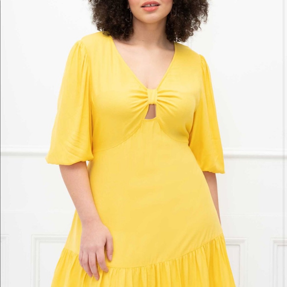 ELOQUII Elements Knot Front Dress With Flounce